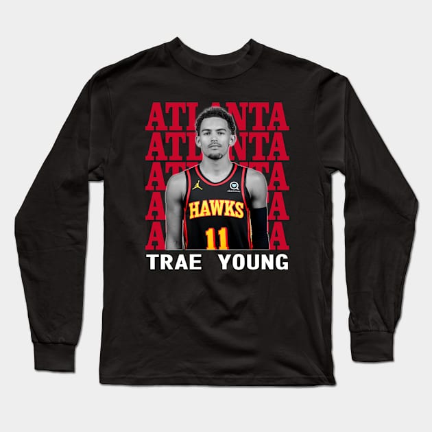 Atlanta Hawks Trae Young 11 Long Sleeve T-Shirt by Thejockandnerd